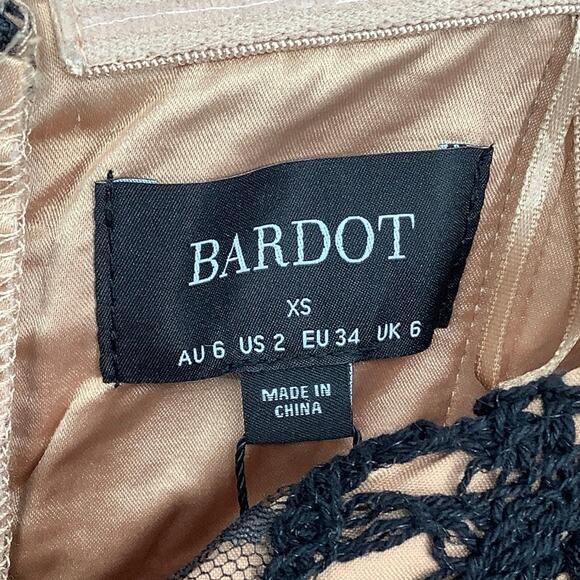 Bardot Size XS Black Zendaya Mini Lace Dress Off Shoulder Long Sleeve OS18-12 - Picture 5 of 10